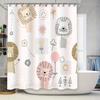 Cute Cartoon Animal Print Shower Curtain With Lion Design For Bathroom Decor Cream White Floral Kawaii Pattern Shower Curtains H