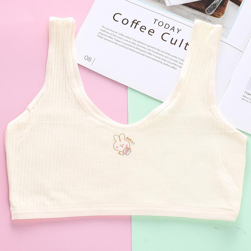 Reggiseno da allenamento in cotone a doppia faccia con spalline larghe per bambine delle scuole elementari