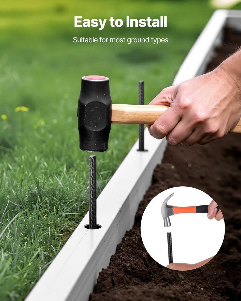 24-Inch 20 Pack Rebar Stakes Heavy Duty Straight Galvanized Ground Anchors