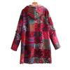 Womens Winter Button Patchwork Fleece Hooded Jacket Coat Long Sleeve Warm Liner Pocket Coat
