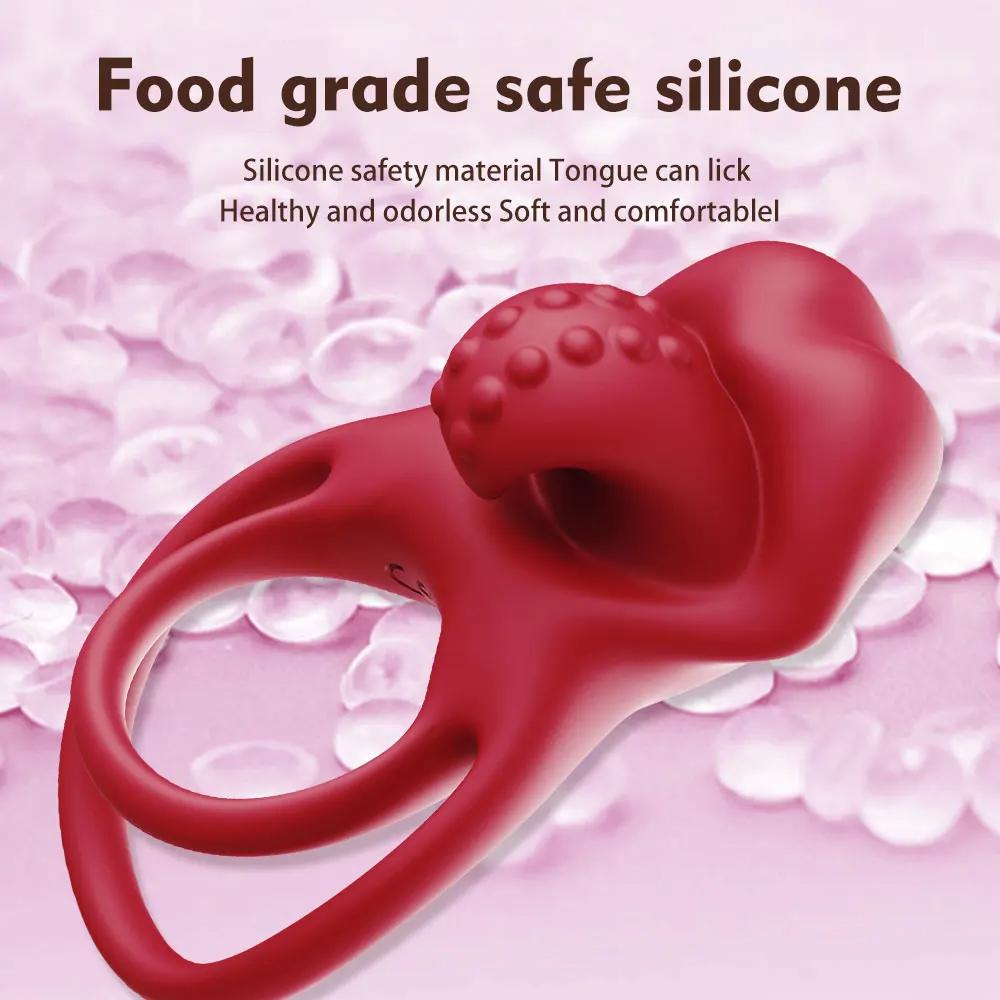 Vibrating Penis Ring for The Tongue, Clitoral Vibrator, Sex Toys, Clitoral Stimulator with Tongue for Men and Women,10 Vibrations, Couple Sex Toys