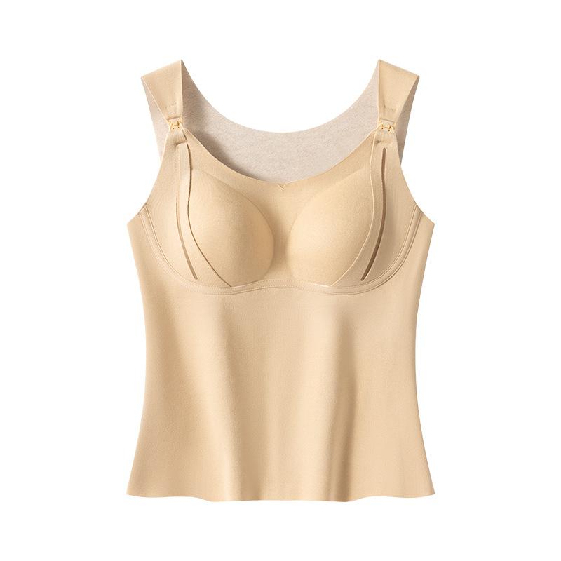 Warm vest with chest pad integrated sling Autumn velvet thickened front open buckle breastfeeding seamless inner base
