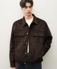 Draw Fit Layered Minimal Suede Jacket [Brown]