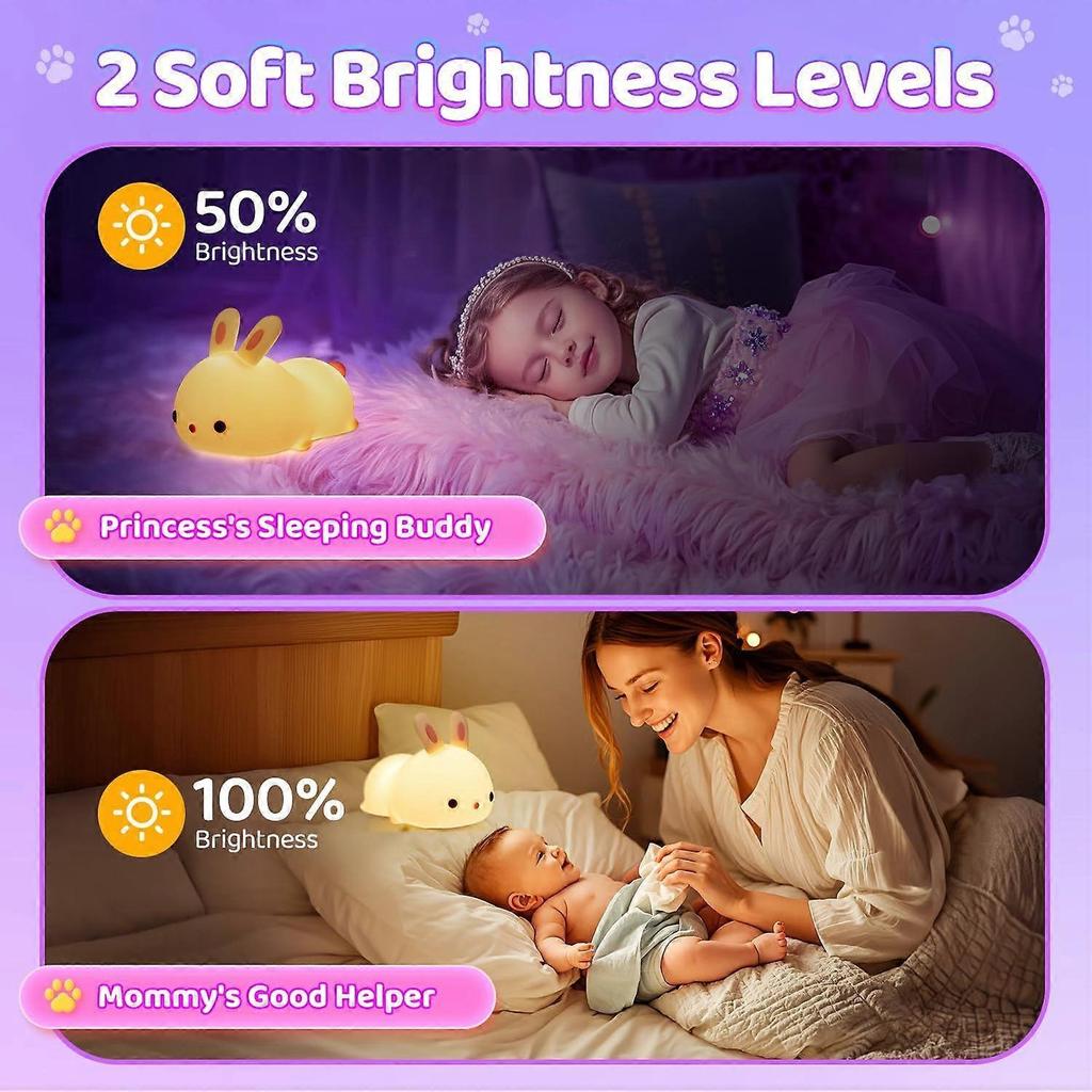 colors cute rabbit children's night light, rechargeable, baby night light, toddler bedroom night light, suitable as a gift