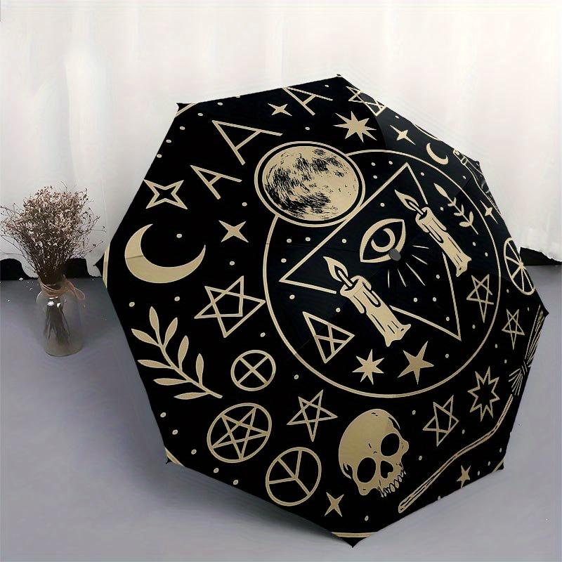 Enchanted Circle: Mystical Symbols for Your Space Umbrella, Portable 3-Fold Compact Umbrella for Men & Women R152