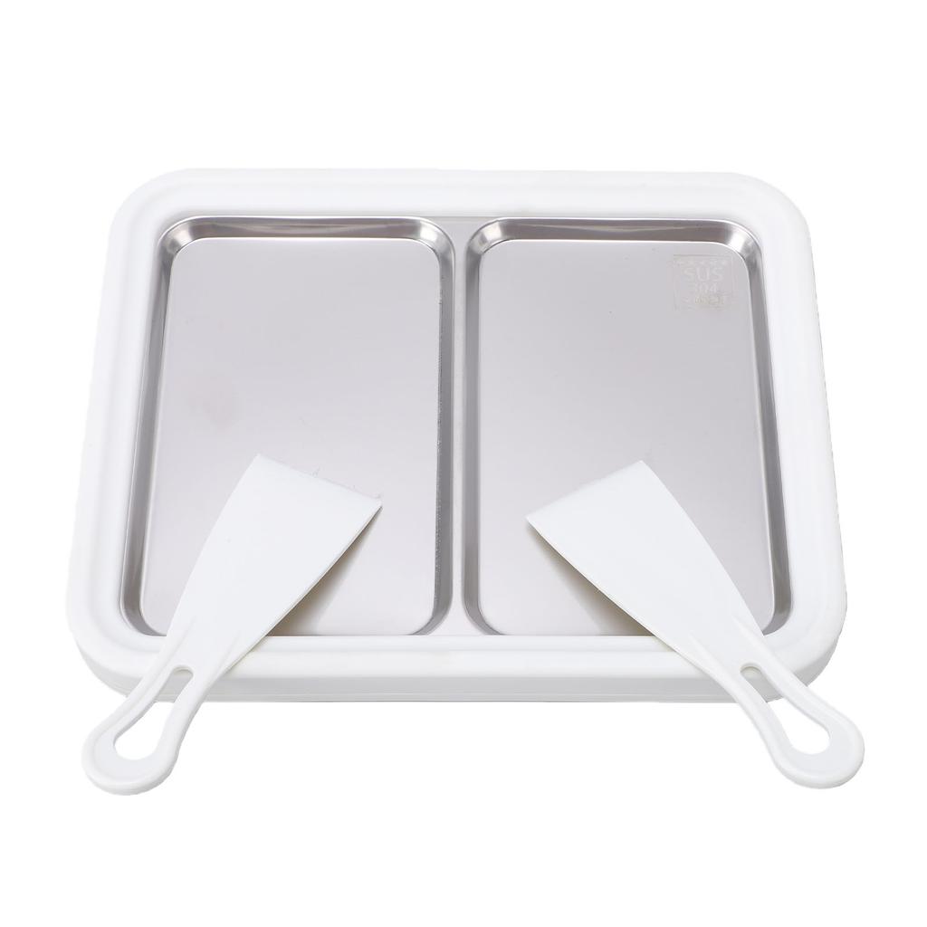 Rolled Ice Cream Maker 304 Stainless Steel Ice Cream Roll Tray with Dual Pan for Homemade DIY