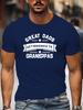 Unisex Black Tee Classic Grandpa Slogan Funny Text Graphic Print Crew Neck Short Sleeve Summer Casual Male Cotton Street Top