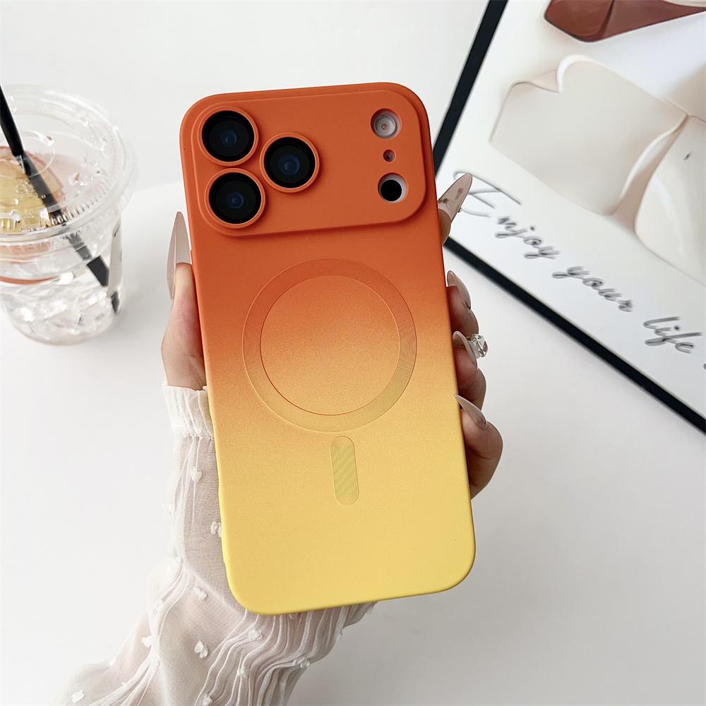 Magnetic Gradient Color Phone Case For iPhone 17 16 15 14 Plus 13 12 11 Pro Max For Magsafe Wireless Charge Soft Silicone Cover