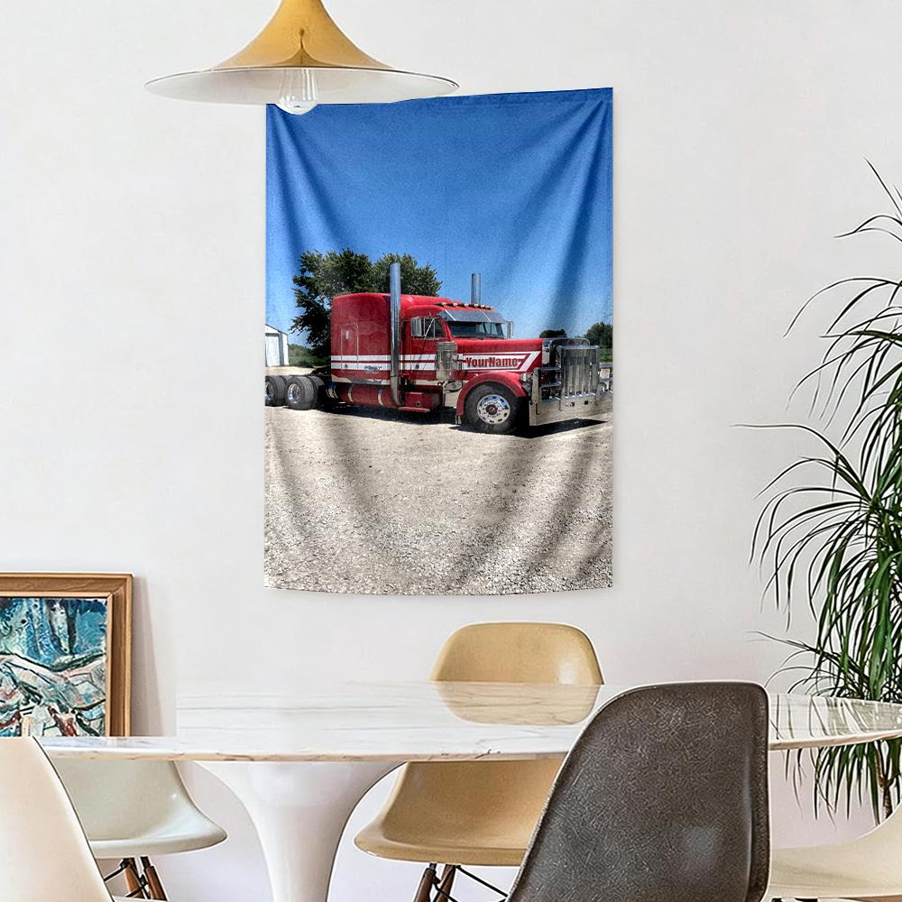 Peterbilt Heavy Trucks Custom Your Name Wall Decor Tapestry Art For Pet Memorial Birthdaywedding Party Backdrop Family Gift