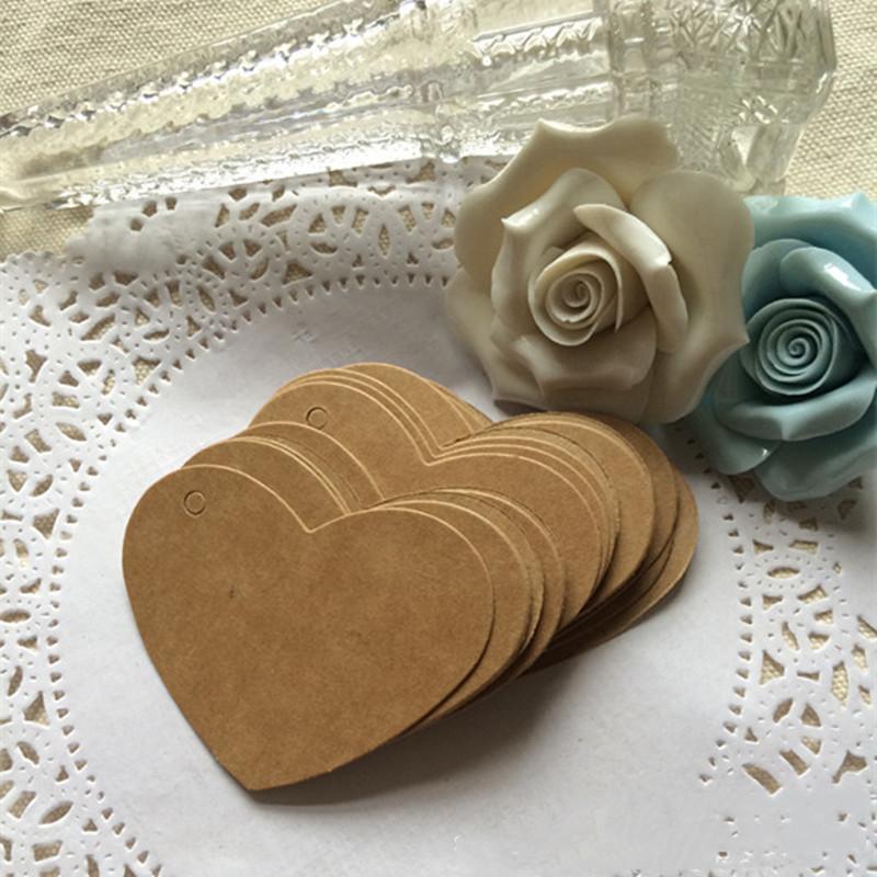 6.5*5cm 100Pcs Heart Shape Blank Kraft Paper Card Gift Tag Label DIY Party Wedding Crafts