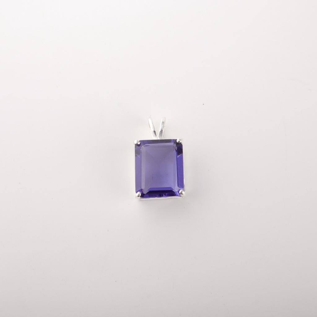 Gemma Iolite Naturale Argento Sterling 925 Gioiello Ciondolo 0,69" Regalo per Donne PP-58-9