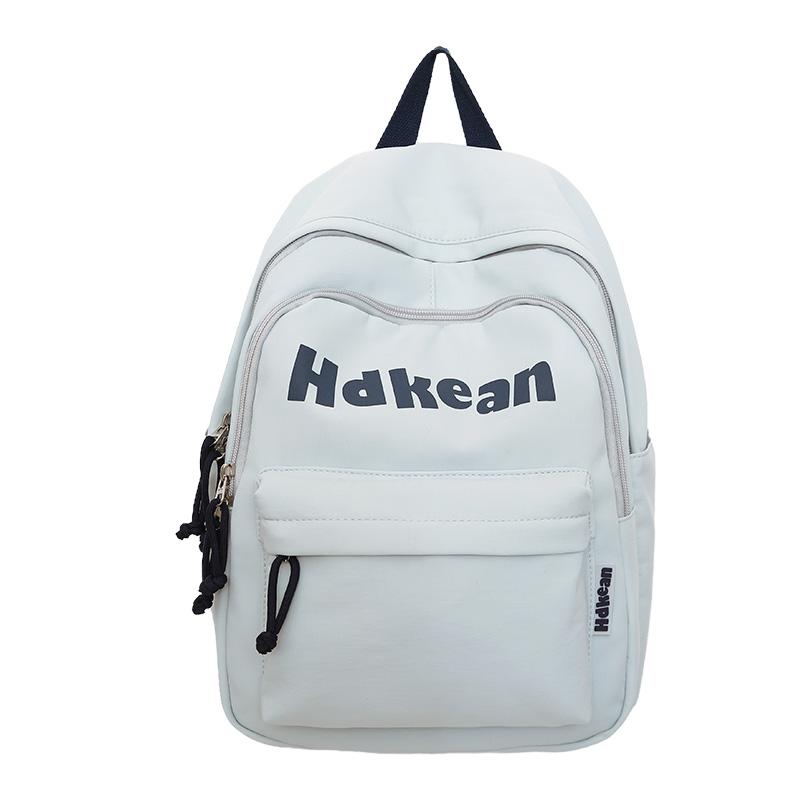 Solid Color Letter Backpack Women's Lightweight Large Capacity Backpack Student Schoolbag