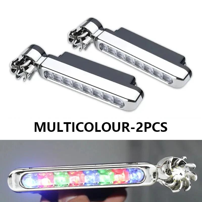2Pcs Wind Powered Car LED DayTime Running Lights with Rotating Fan Auxiliary Lighting Auto Decorative Lamp Day Time Headlights