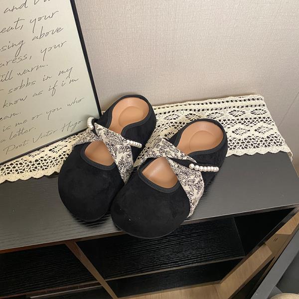 

Fashion Cover Toe String Bead Slippers Soft Shoes Luxury Slides Slipers Women Comfort Designer Rubber 2025 Fashion Female Shoes Slippers 35