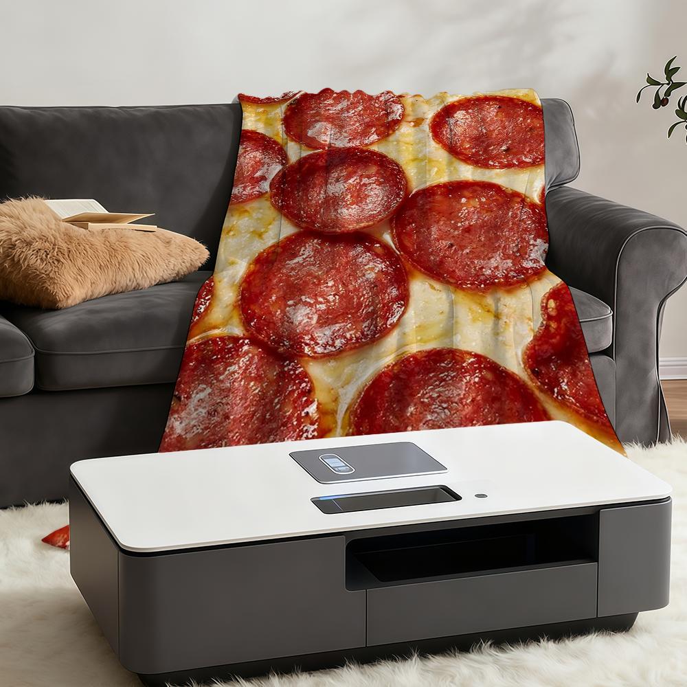 Blanket Throw Super Cosy Plush Living Pizza Room Sofa Couch Childish Birthday Delicious Gifts