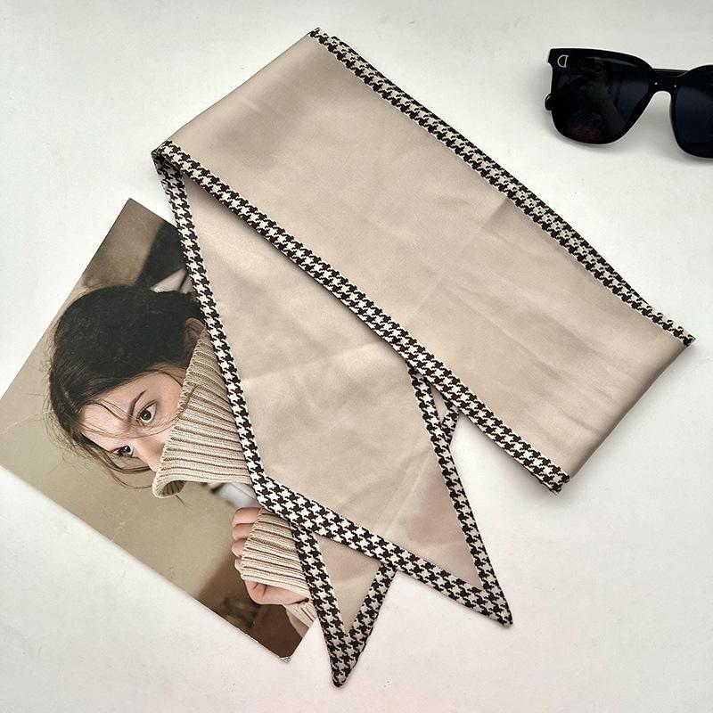 Double-sided Long Strip Small Silk Scarf Women's Professional Wear Spring and Summer New Decorative Small Scarf Tied Hair Band Streamer