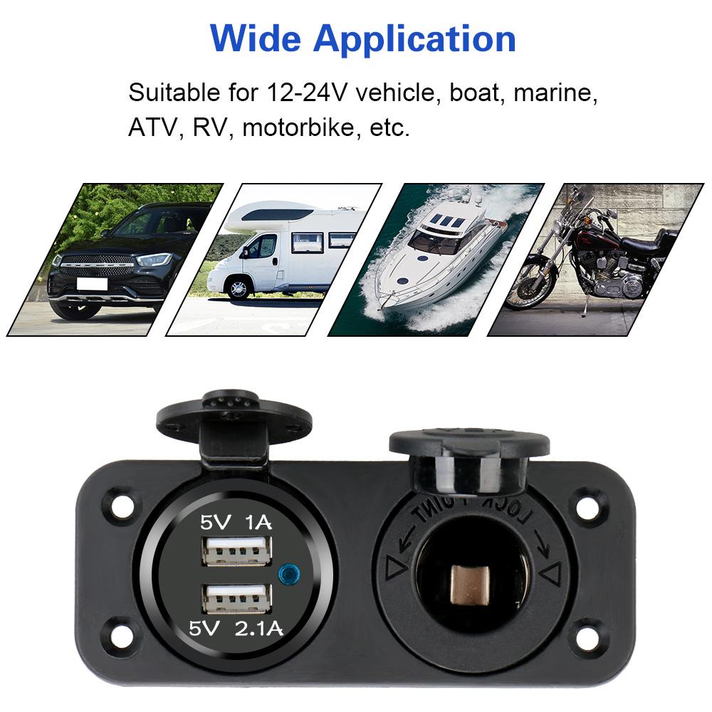 Car Accessories For Car And RV 12-24V Car Charger Socket Splitter 5V Dual USB Charging Charger Power Adapter