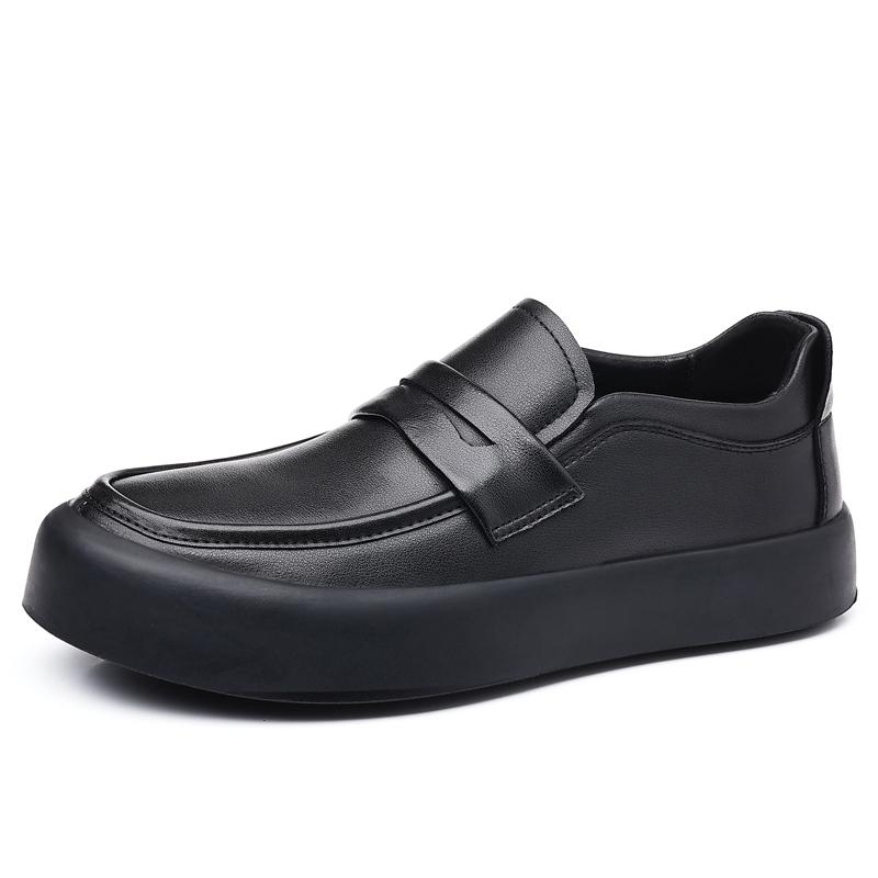Men Casual Platform Shoes Slip-on Driving Shoe Business Office Dresses Black Tide Original Leather Loafers Breathable Footwear