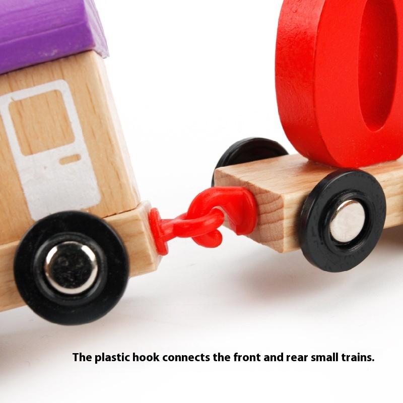 Children's Wooden Digital Train Assembly Combination Early Education Wooden Drag Intelligence Building Block Toy Car