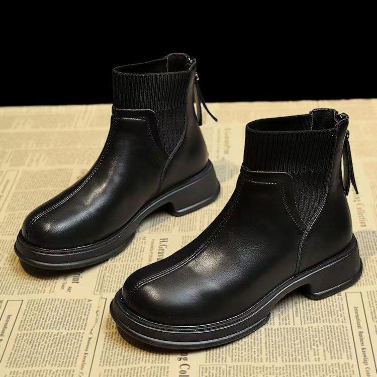 

Autumn and Winter Short Boots Soft-soled Boots Women s Small Short Boots Retro Wear-resistant Versatile Chelsea Boots 34EU/CN35