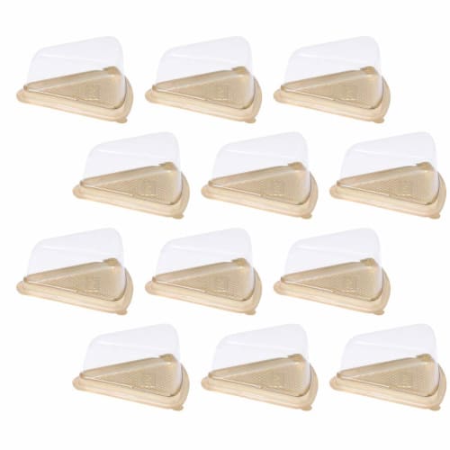 Cabilock 100pcs Cake Boxes, Triangle Pie Boxes, Clear Plastic Containers with Lids, Plastic Cake Carriers, Mini Cake Domes, Plastic Cake Slice Boxes,