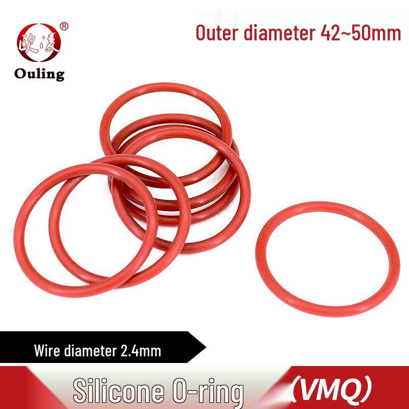 Red Silicone O-ring: 42/44/45/48/50*2.4mm Eco-Friendly, Anti-Aging, Waterproof Seal Ring 42mm OD (5 pcs) Red Silicone O-ring