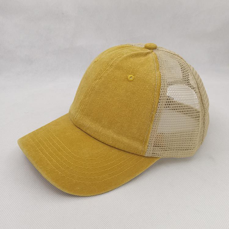 Custom Summer Solid Color Washed Cotton Mesh Hat Baseball Cap Men'S Outdoor Sun Protection Sunshade Fashion All-Match Woman Hats
