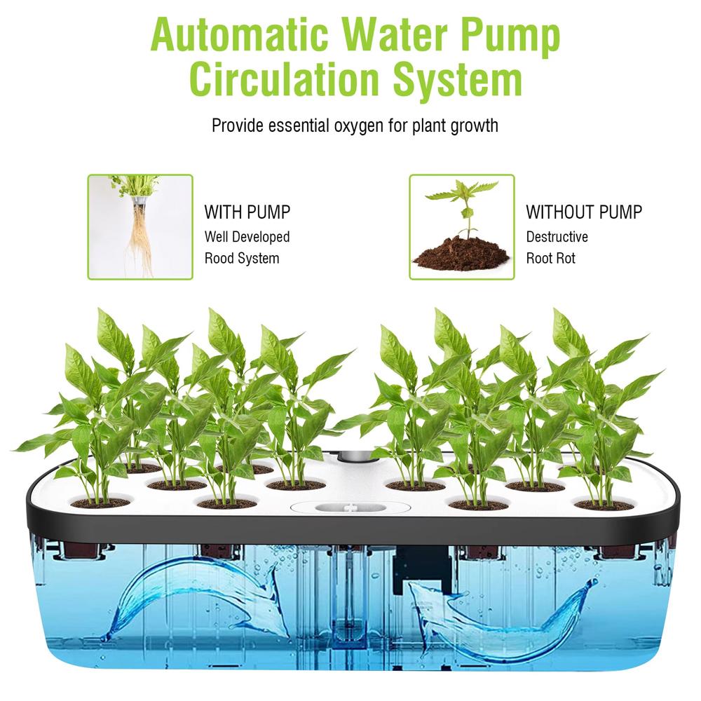 6 Holes Hydroponic Planting Machine Intelligent Growing System Vegetables Planters Indoor Garden Kit with LED Growth Lights
