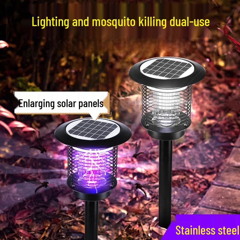 Solar Outdoor Stainless Steel Mosquito Killer Lamp with Ground Stake