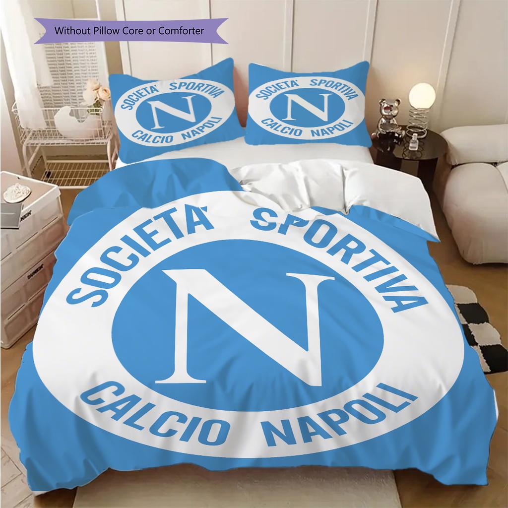 SSC Neapol Vzor Povlečení Sada Prošívaných Dek Quilt Cover Povlak na Polštář Domácí Dekorace Dárek k Narozeninám (1 * povlak na peřinu + 2 * povlak na polštář, bez jádra)