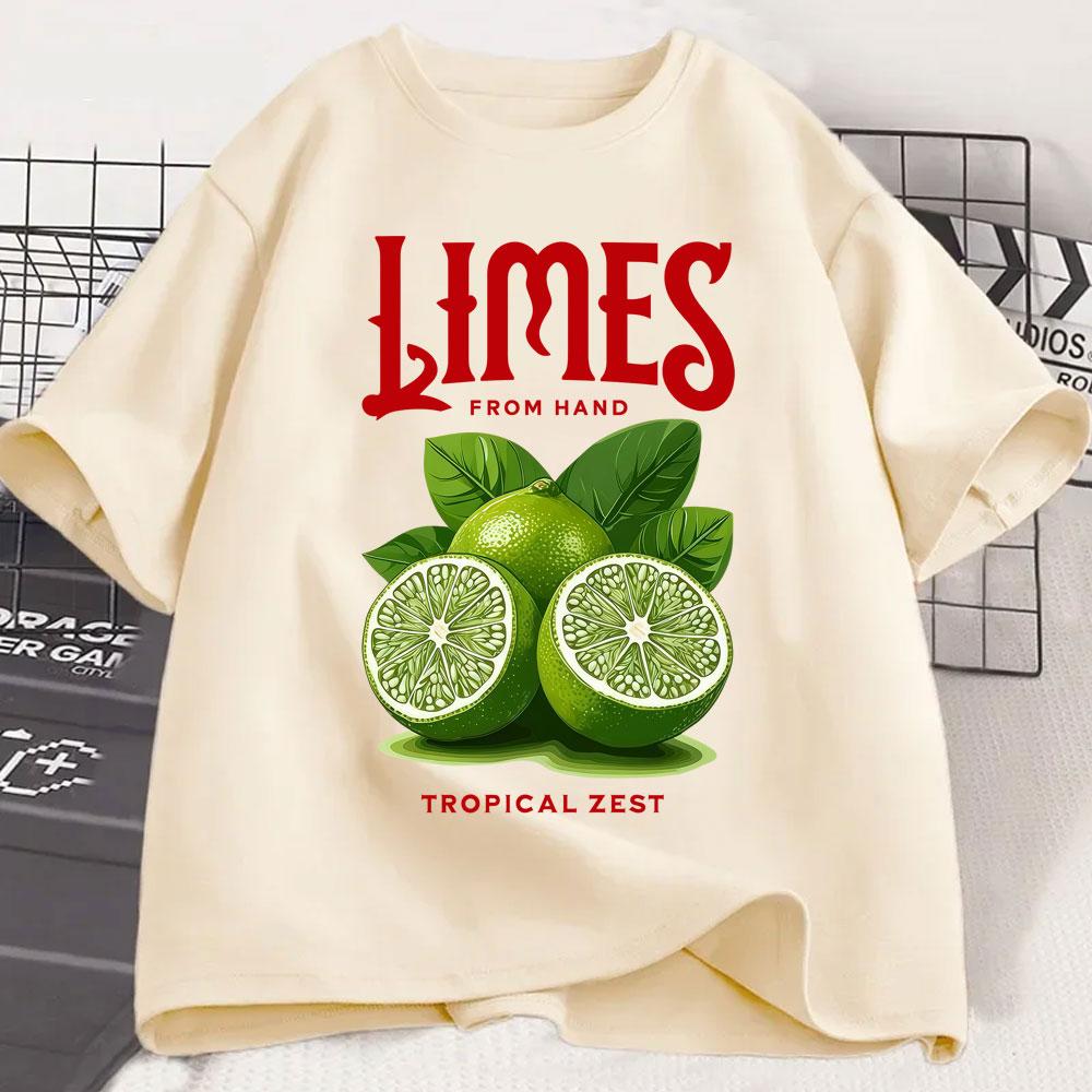Funny Limes From Hand Tropical Zest Graphic Tshirts Unisex Unisex Fashion Aesthetic Y2k T Shirts Oversized Cotton Casual Tees Gifts