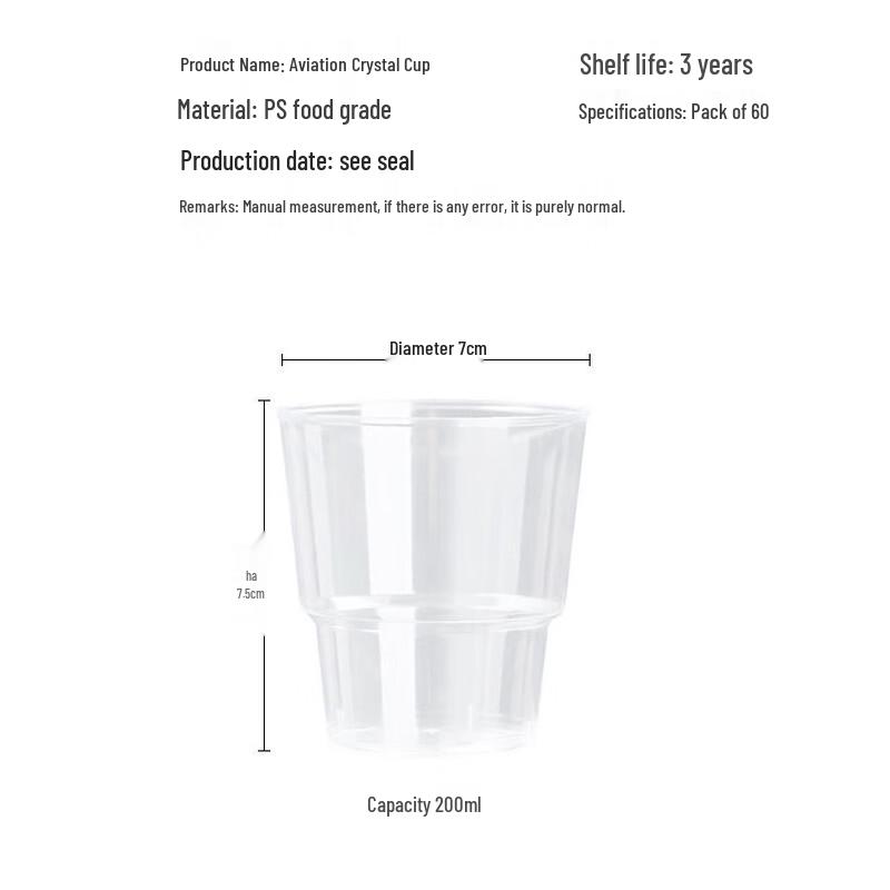 Fangcaozi 200 ml Hartplastik Einwegbecher, 60 Stück