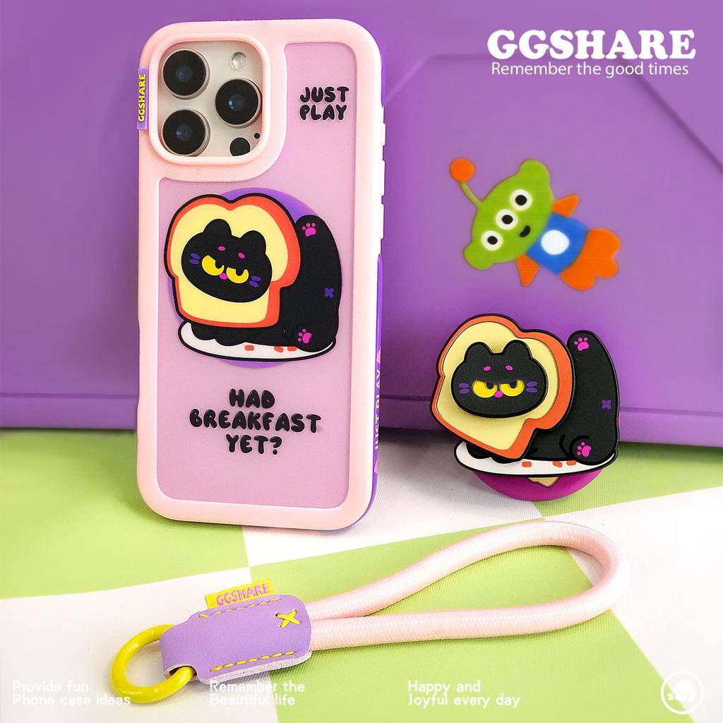 Hermit Crab Toast-Themed iPhone 16/17 Case with Stand & Anti-Lost Wrist Strap