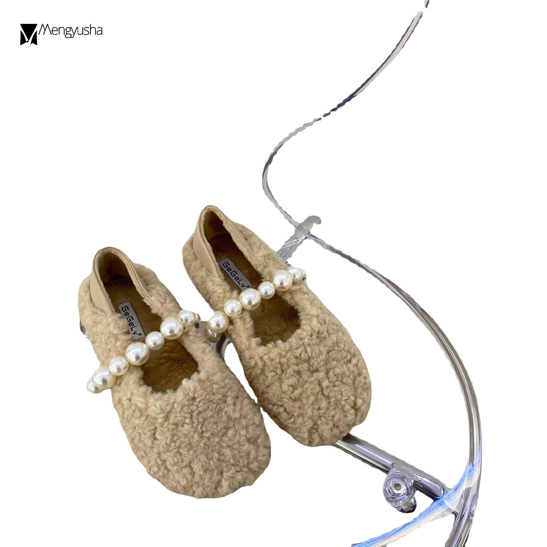 Модные роскошные мокасины из вьющейся шерсти и меха женские флисовые туфли Мэри Джейн — фото 7