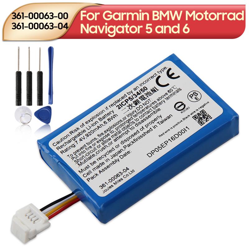 Перезаряжаемая литиевая батарея для Garmin BMW Motorrad Navigator 5 и 6 361-00063-00 361-00063-04 Батарея 960 мАч