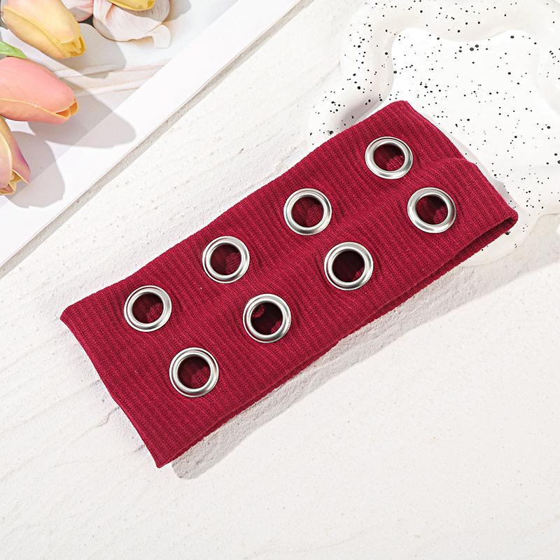 1PC With Metal Ring Cool Circular Cutout Design Fashion Headscarf Breathable Face-Washing Headband Dark Style Multicolor