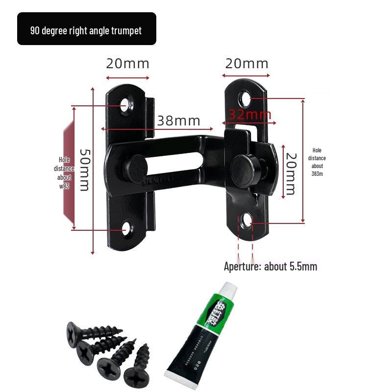 Stainless Steel 90° Right Angle Door Latch: Anti-Theft Sliding Bolt Lock