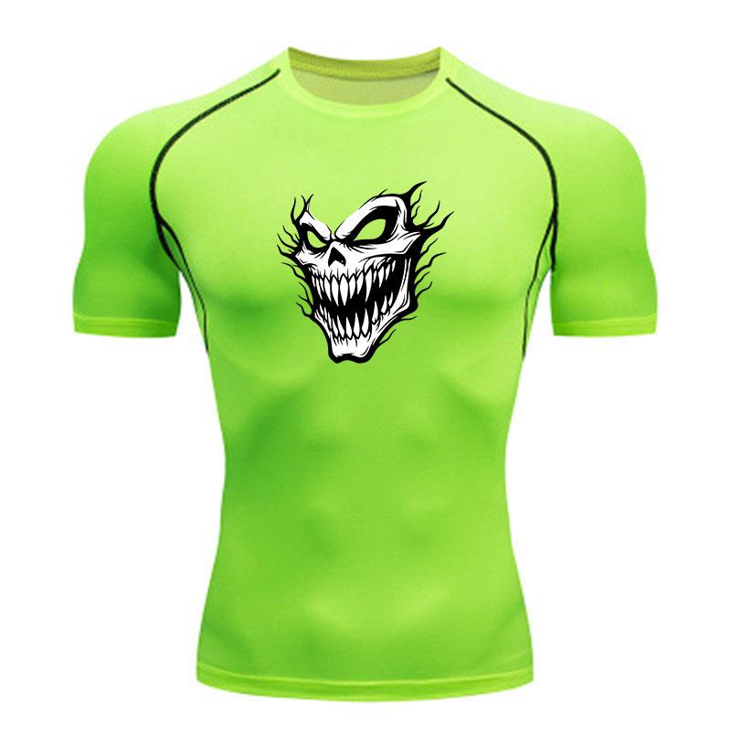 Men's Compression Athletic T-Shirt, Scary Demon Skull Print