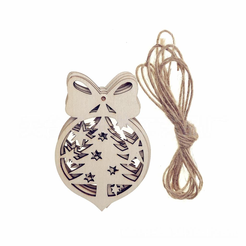 10PCS Wooden Christmas Ornaments Wood Slices DIY Blank Hanging Ornaments Kit for Crafts Centerpieces Christmas Tree Decorations