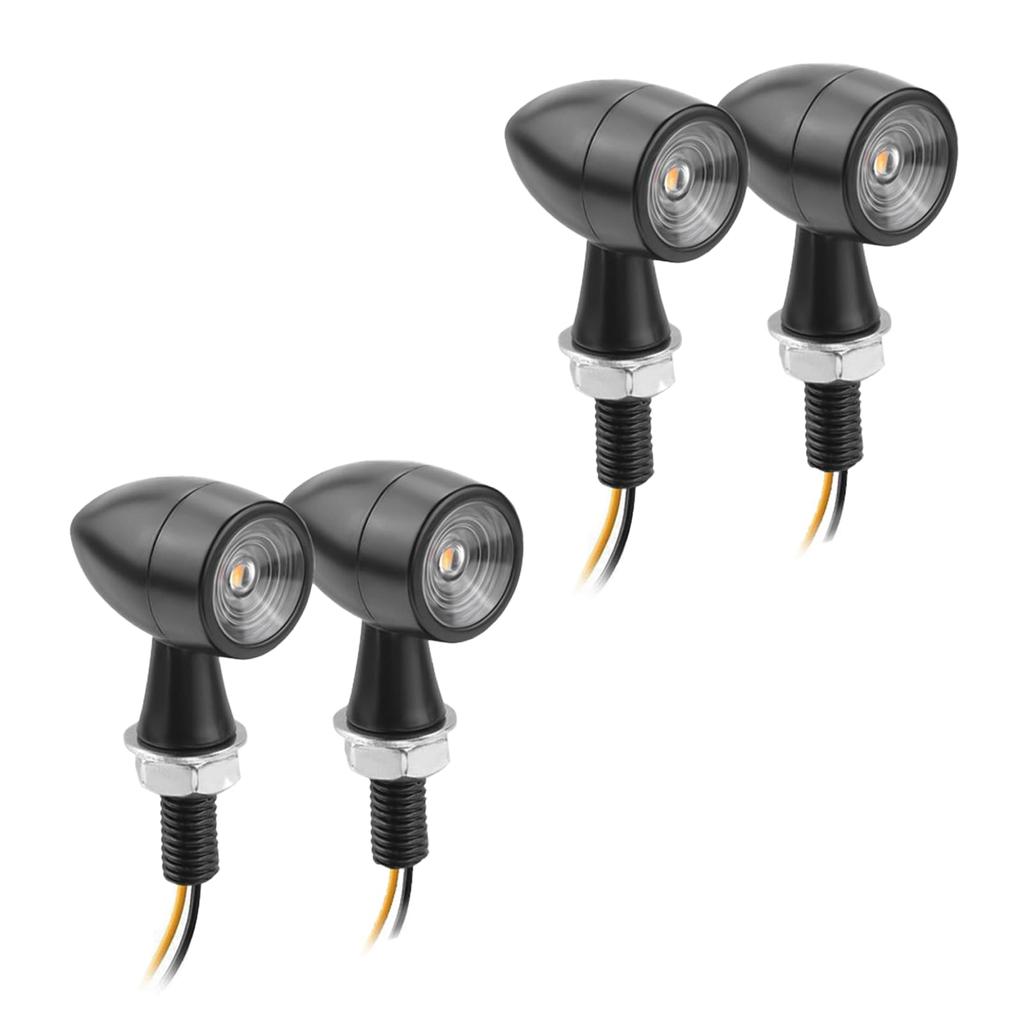 RINHAPI Motorcycle LED Turn High M8 Amber with Clear Set of 4 Signals, Small, Bullet-Shaped, Brightness, Universal, Lens,