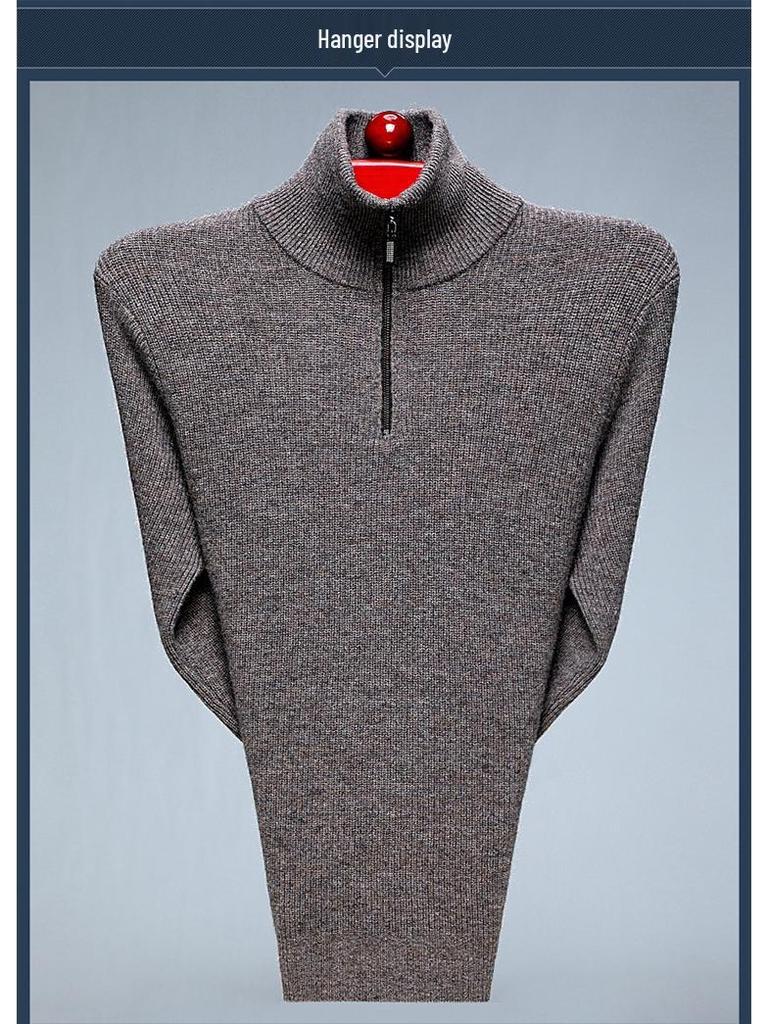 Men's Autumn/Winter Half-High Neck Cashmere Sweater - Fashionable Long-Sleeve Thick Knit Jumper