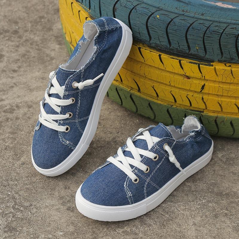 Spring and Autumn New Casual Elastic Women's Single Shoes One Pedal Lazy Fashion Comfortable Canvas Shoes Women
