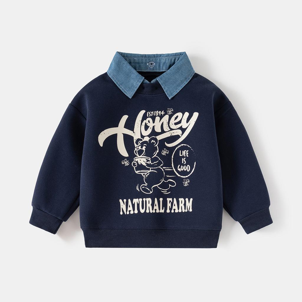 Children's fake two-piece sweater spring new Korean version children's clothing boys detachable collar jacket trendy baby top