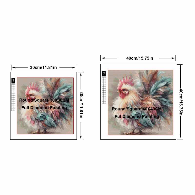DIY Diamond Painting Canvas Kit for Adults Rooster Colorful Rhinestone Craft for Stress Relief Living Room Wall Decoration Gift