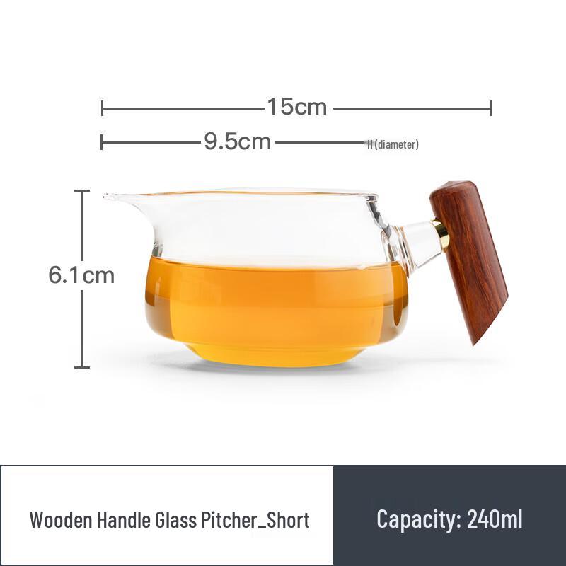 Heat-Resistant Glass Gongdao Cup with Wooden Handle