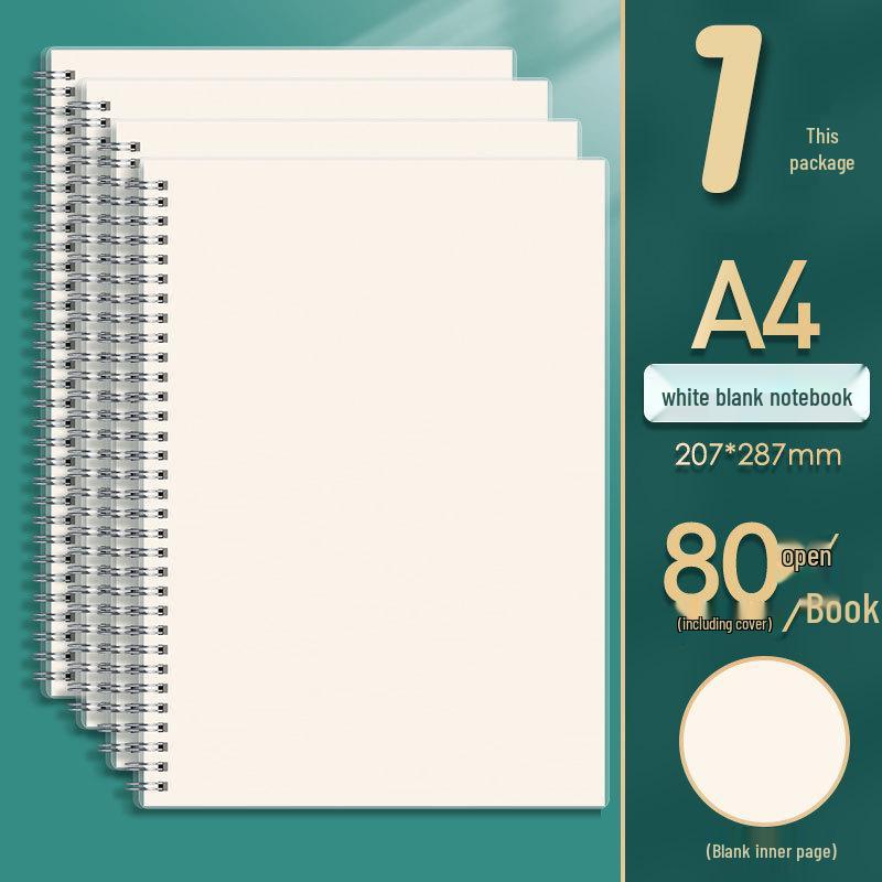 Quaderno B5 Ispessito con Copertina Laterale in Griglia A5 e Righe o Diario A4 Vuoto