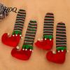 Holiday Furniture Floor Protectors 4 Pcs Christmas Table Chair Leg Covers Striped Elf Reusable Dining Decor Socks for Room Xmas Party Cute