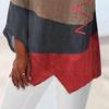 Casual Loose V-Neck Irregular Hem Art Print Long Sleeve Retro Skin-Friendly Asymmetric Hem Tunic  S-5XL Women'S Top