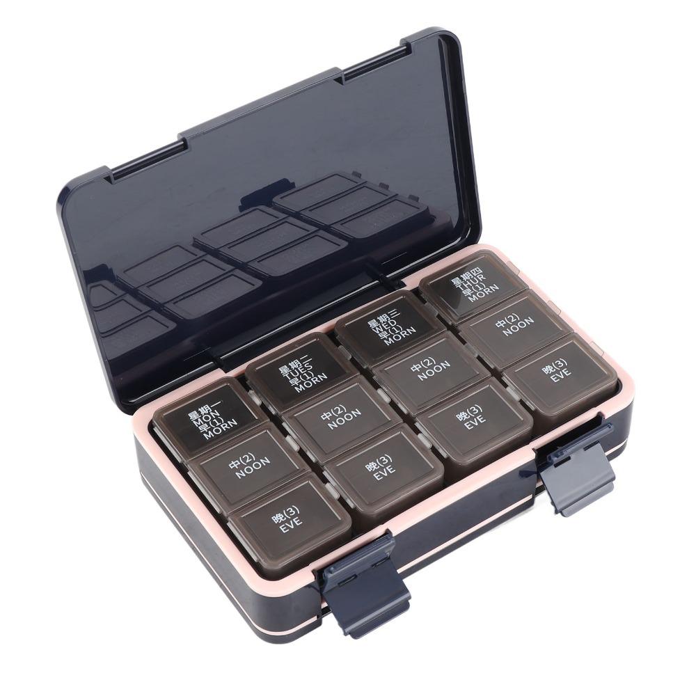 

Easy To Open Weekly Medicine Container Double Layer Large Capacity Weekly Pill Organizer Detachable Sealed PP синий