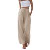Women's Drawstring Waist Wide Leg Pants Casual Loose Linen-Look Trousers with Pockets
